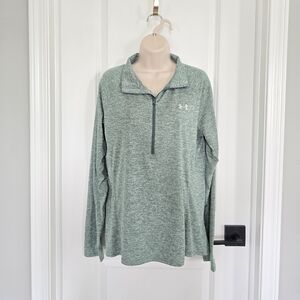 NWOT Under Armour Heathered Green Long Sleeve Top Sz Large